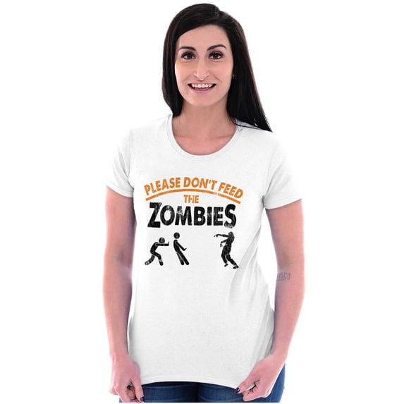 Please Don’t Feed the Zombies Womens Slim Fit Graphic Tee Brisco Brands S