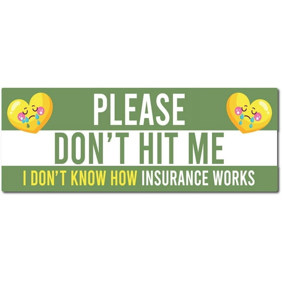 Please Don't Hit Me, I Don't Know How Insurance Works Magnet Decal, 3x8 inches