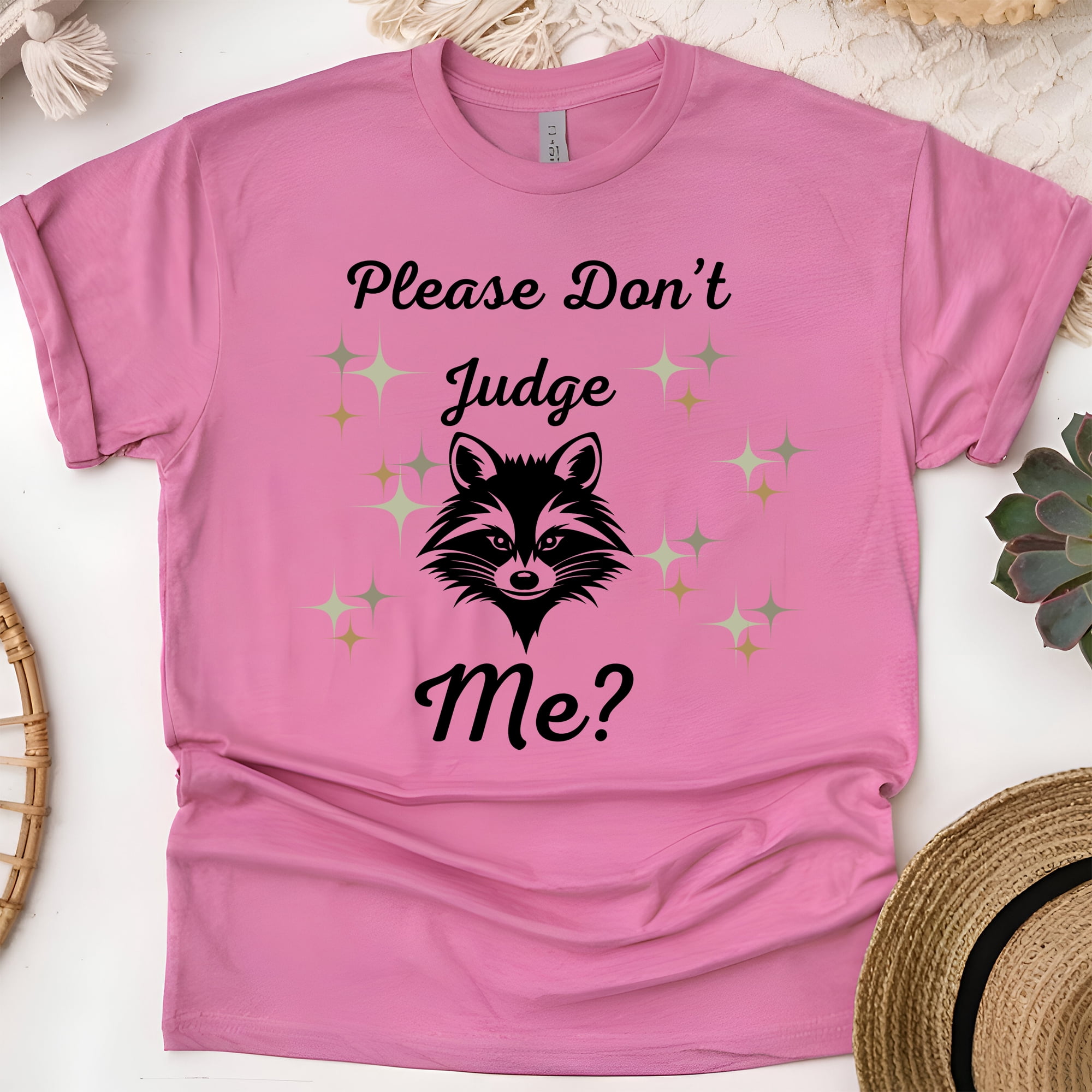 Please Don’t Judge Me Quote Raccoon Face Adults Graphic Shirt ...