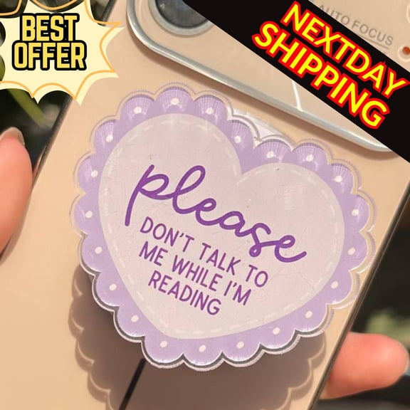 Please Dont Talk To Me While Im Reading Phone Grip: Fun Bookish Magnetic PopSocket, Cute Phone Holder, Kawaii Gift For Book Lovers