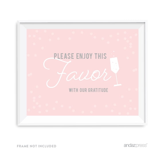Koyal Wholesale Blush Pink Gray Favor Sign Please Enjoy With Our Gratitude 8.5x11