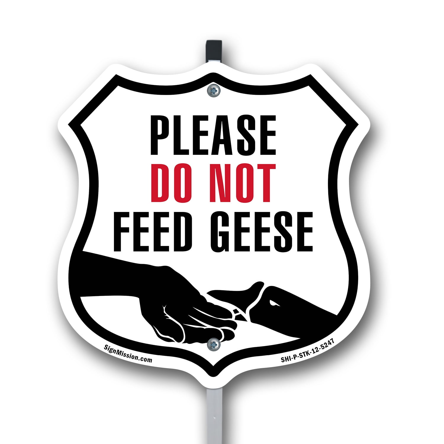 Please Do Not Feed The Geese 12 inch X 12 inch Shield Shaped Rust-Free ...