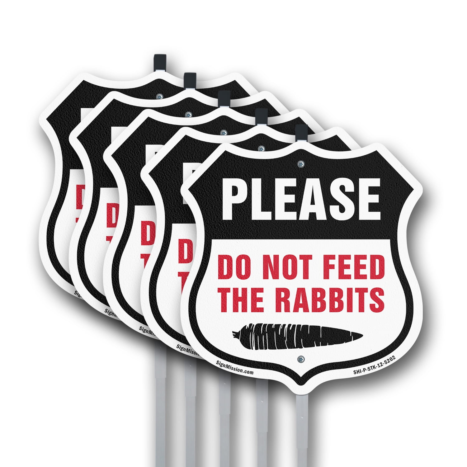 Please Do Not Feed The Rabbits (5 Pack) 12 inch X 12 inch Shield Shaped ...