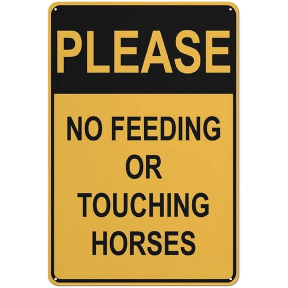 Please No Feeding Or Touching Horses Sign 12x8 Inch Premium Aluminum - Sun-Proof & Rust-Free, Suitable for Farms, Equestrian Areas & Yards, Great for Horse Owners & Holiday Visitor Safety