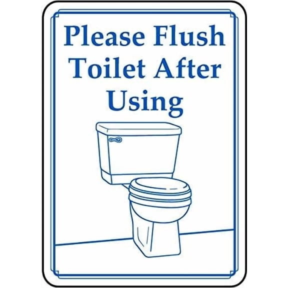 Please Flush Toilet After Using Sign 8x12 Inch Metal Sign Safety, Warning, or Notice Wall Decor