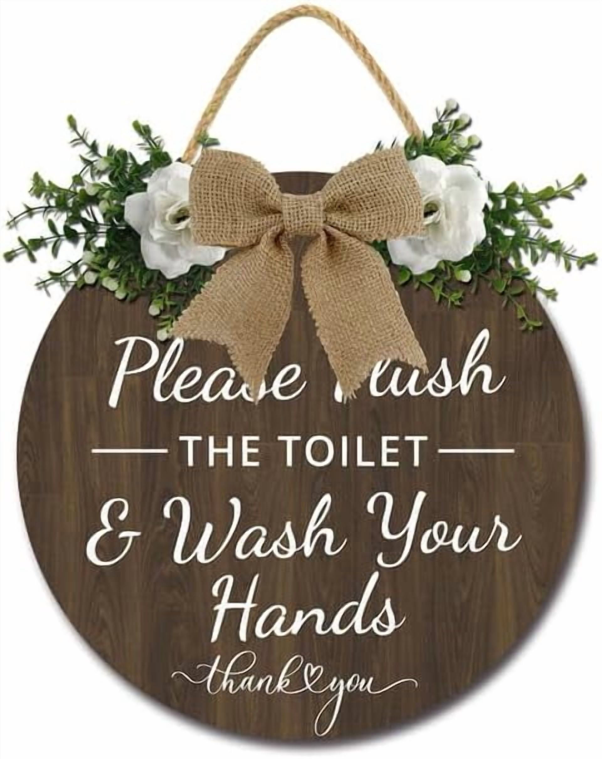 Please Flush the Toilet and Wash Your Hands Wood Sign Funny Bathroom ...