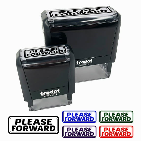 Please Forward Letter Mail Self-Inking Rubber Stamp Ink Stamper for Business Office - Black Ink - Small 1-1/2 Inch