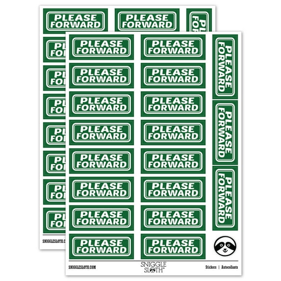 Please Forward Letter Mail Sticker Set - Dark Green - Gloss Finish - 2.00" Large