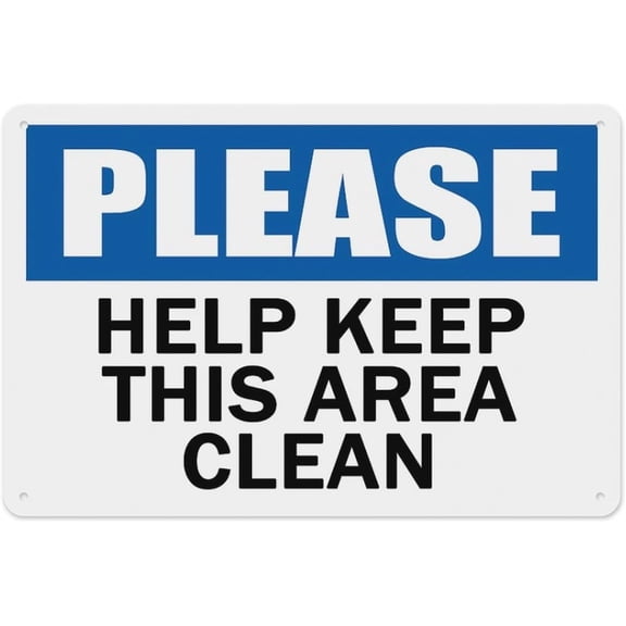 Please Help Keep This Area Clean Sign 8"x12" - Aluminum Tin Warning for Home Outdoor Garden, Weatherproof Etiquette Decor