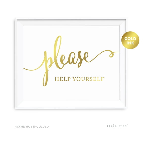 Please Help Yourself Metallic Gold Wedding Party Signs