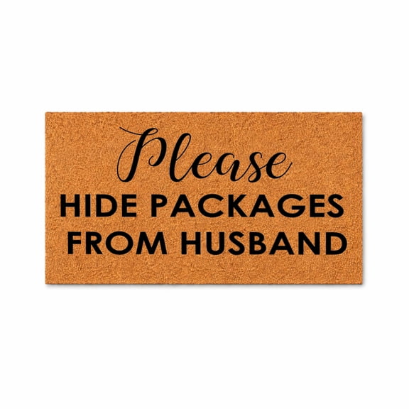 Please Hide Packages From Husband Doormat, Funny Welcome Mat, Cute Front Door Decor, Outside Entry Rug, Housewarming Gift 1126 (36x72 inches) 1126