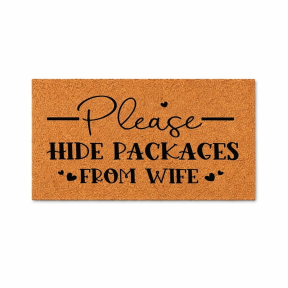 Please Hide Packages From Wife Doormat, Funny Welcome Mat, Front Door Entry Rug, Housewarming Gift, Home Decor 3119 (16x24 inches) 3119