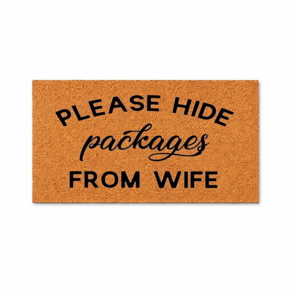 Please Hide Packages From Wife Doormat, Funny Package Delivery Welcome Mat (16x24 inches) WoodByStu 1125