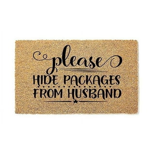 Please Hide Packages from Husband Stencil by StudioR12, DIY Doormat, Craft & Paint Outdoor Mat for Front Door