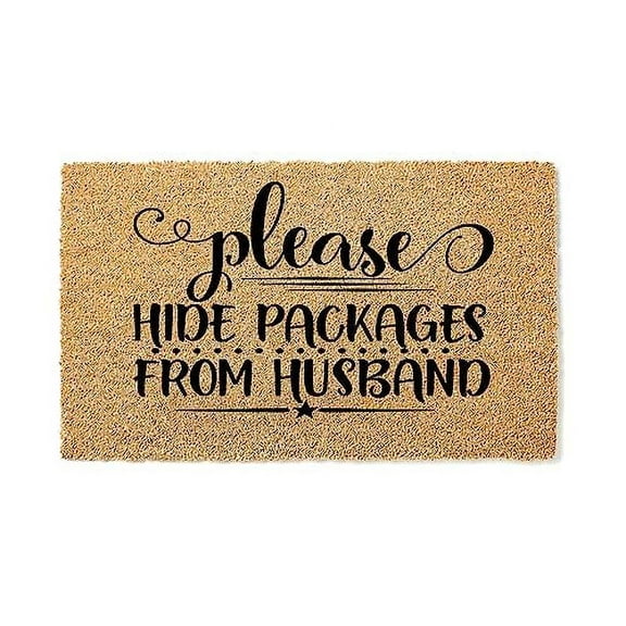 Please Hide Packages from Husband Funny Coir Doormat