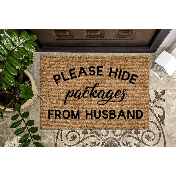 Please Hide Packages from Husband v4 | Funny Doormat | Welcome | Funny Door Mat | Funny Gift | Home Doormat | Housewarming | Closing Gift