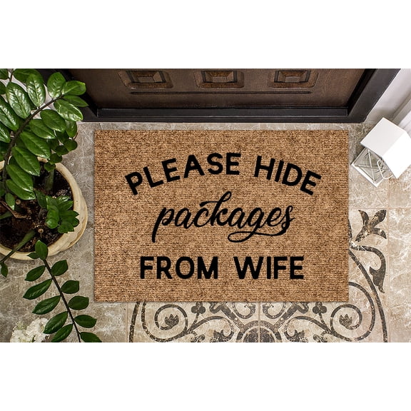 Please Hide Packages from Wife | Funny Doormat | Welcome | Funny Door Mat | Funny Gift | Home Doormat | Housewarming | Closing Gift