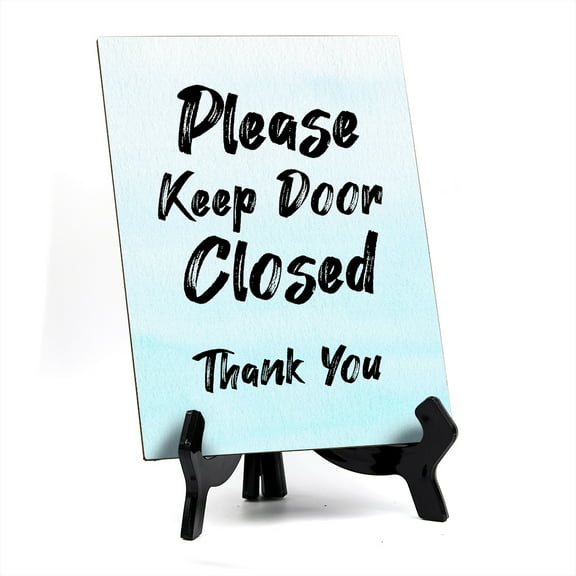 'Please Keep Door Closed Thank You' Table Sign with Easel Stand, 6" x 8"