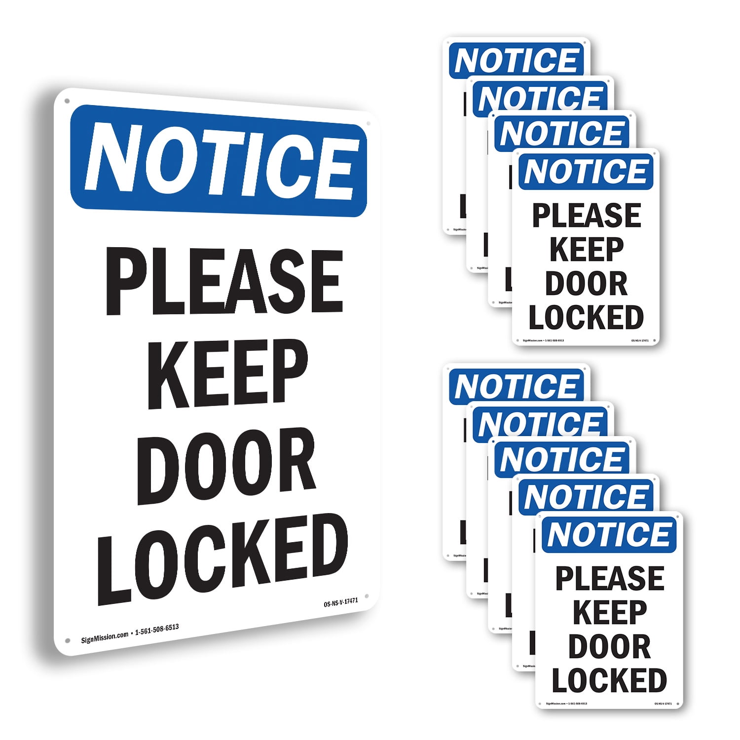 Please Keep Door Locked OSHA Notice Aluminum Sign 24 Inch x 18 Inch ...