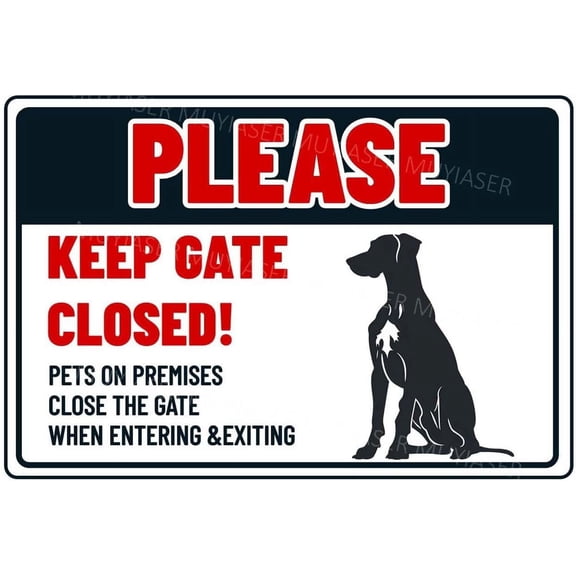 Please Keep Gate Closed Sign Great Dane Dog Pets On Premises Aluminum Metal Tin Signs Door Sign Warning Sign For Gate Yard Home Kitchen Wall Decor 8x12 Inch