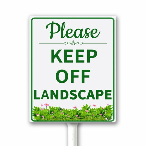 Cartello Da Giardino 'Keep Off The Grass' - Alluminio Riflettente 20,3x30,5 Cm Con Palo - Resistente UV E Intemperie - 2