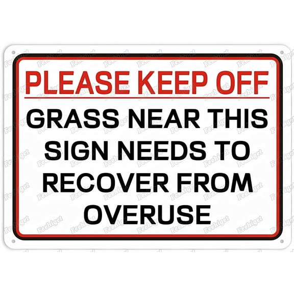 Please Keep Off Grass Needs to Recover Sign - 12×8 Inches, Rust-Free Aluminum, Indoor Outdoor Fence Yard Landscaping Decor