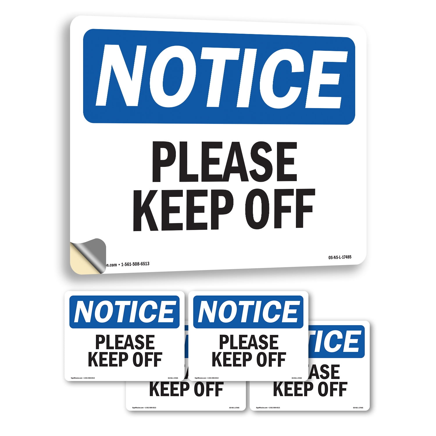 Please Keep Off OSHA Notice Vinyl Decal Label 18 Inch x 12 Inch - 5 ...