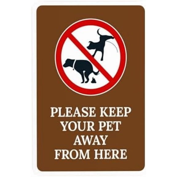 Please Keep Your Pet Away From Here With Graphic Warning Sign, Wildlife Security Metal Signs for Outdoor Indoor Road Garage Home Business Street Wall Safety Caution Custom Decor 8 x 12 Inch