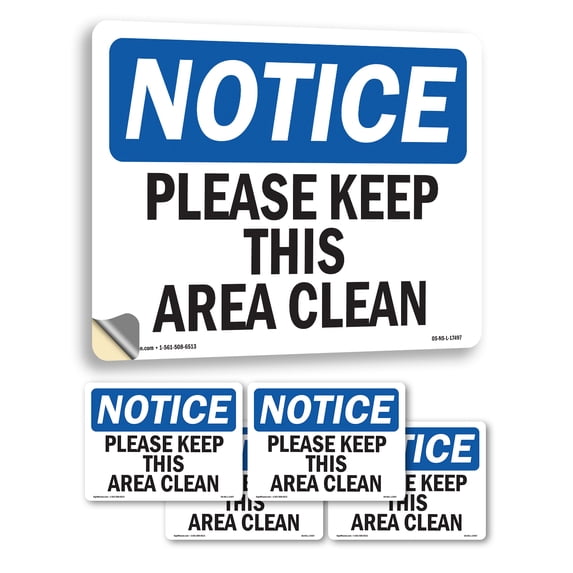 Please Keep This Area Clean OSHA Notice Vinyl Decal Label 10 Inch x 7 ...