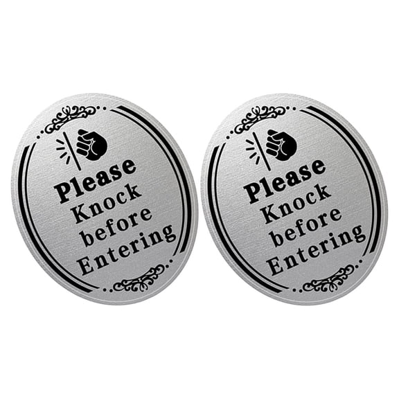GOOHOCHY Knock Before Entering Door Sign Sticker for Home PVC Black Waterproof with Strong Adhesive 2pcs