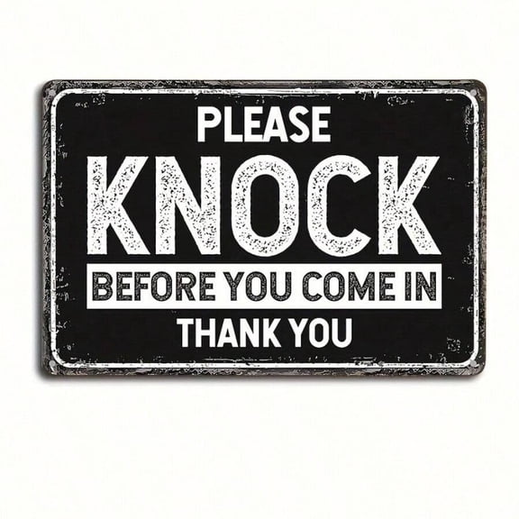 "Please Knock Before Entering" Sign - 8x12inch Rustic Wall Art, Black Iron Frame, Perfect For Home, Kitchen, Bar, Cafe, Garden, Farmhouse, Bathroom, Garage Decor, Bar Entrance Sign