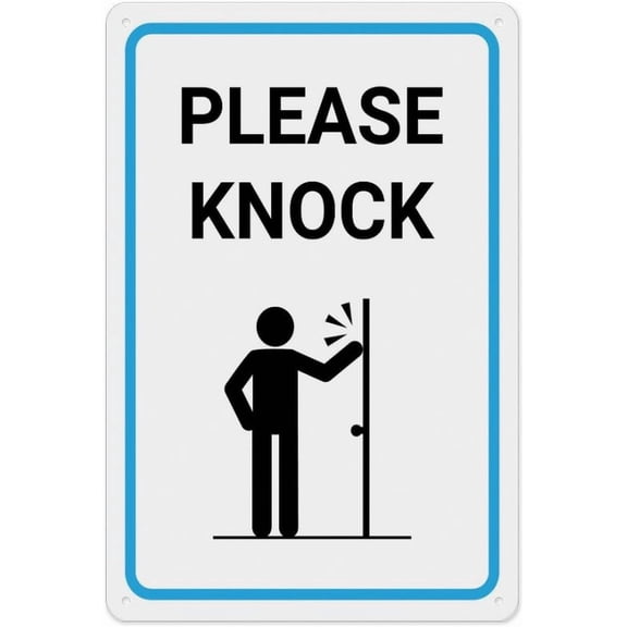 Please Knock With Icon Sign Metal 12"X8" Rust Free Aluminum,Indoor & Outdoor Use For Fence And Yard