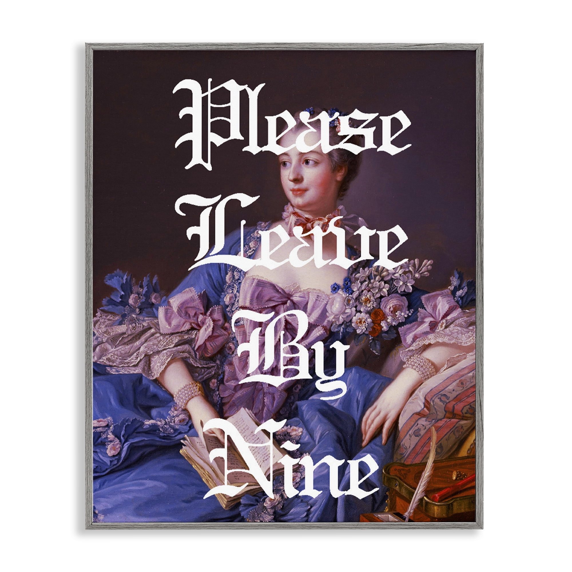 Please Leave By Nine Gray Framed Giclee Art, design by Lil' Rue