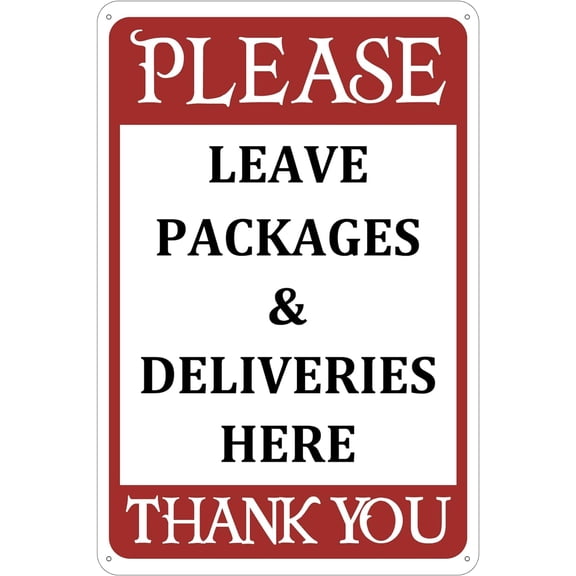 Please Leave Deliveries and Packages Here Sign 12 x 8 Inch - UV Protected and Weatherproof Package Delivery Sign Package Delivery Decor for Front Door House Home Indoor/outdoor Use