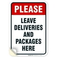 thumbnail image 1 of Please Leave Deliveries and Packages Here Sign, 10x7 Vinyl Sticker, 1 of 1