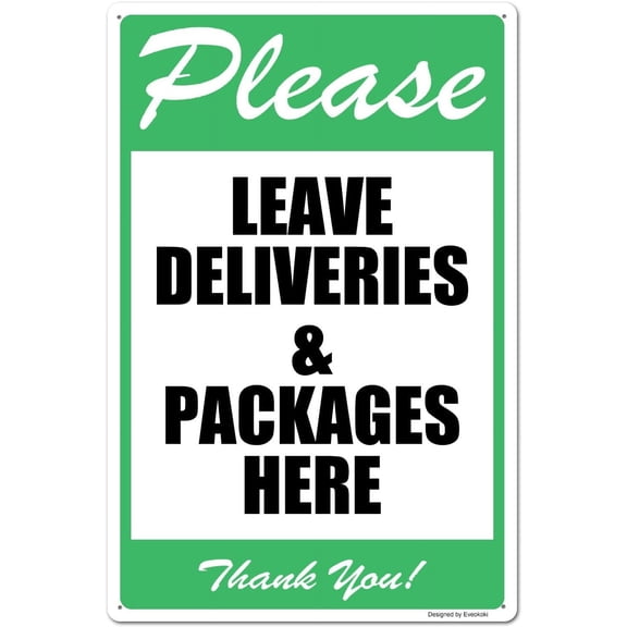 Please Leave Deliveries and Packages Here Thank You Signs, 8x 12 Inches Package Delivery Sign Aluminum Metal Sign