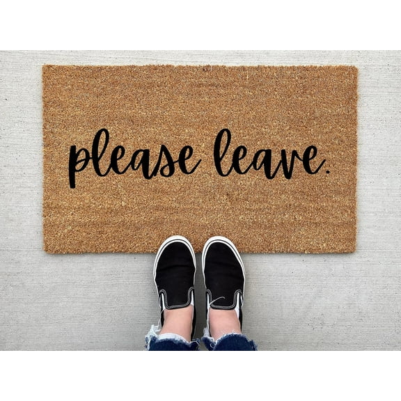 Please Leave Doormat, Personalized Doormat, Porch Decor, Custom Doormat, Funny Doormat, Welcome mat, Front mat, go Away, Anti People Doormat Pattern Entrance Mat Rubber Welcome Mats, 24 x 16 Inch