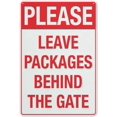 thumbnail image 1 of Please Leave Packages Behind Gate Sign 12 X 8 Inches Reflective Aluminum Metal Warning Signage with Symbol for Indoor Outdoor Use, 1 of 4