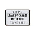 thumbnail image 1 of Please Leave Packages In The Box (2 Pack) 7 Inch x 10 Inch Aluminum Metal Sign Thanks For The Help Perfect for Porches Entryways Mail Rooms Fun Gift for Homeowners Delivery Drivers, 1 of 6