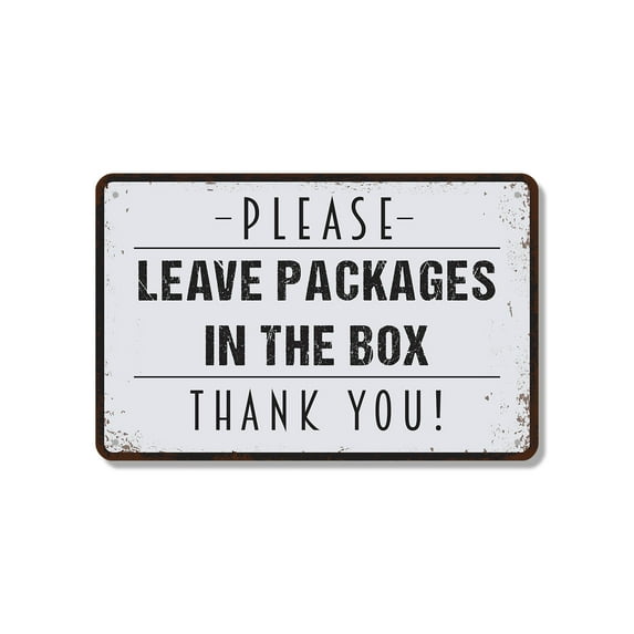 Please Leave Packages In The Box (2 Pack) 7 Inch x 10 Inch Aluminum Metal Sign Thanks For The Help Perfect for Porches Entryways Mail Rooms Fun Gift for Homeowners Delivery Drivers