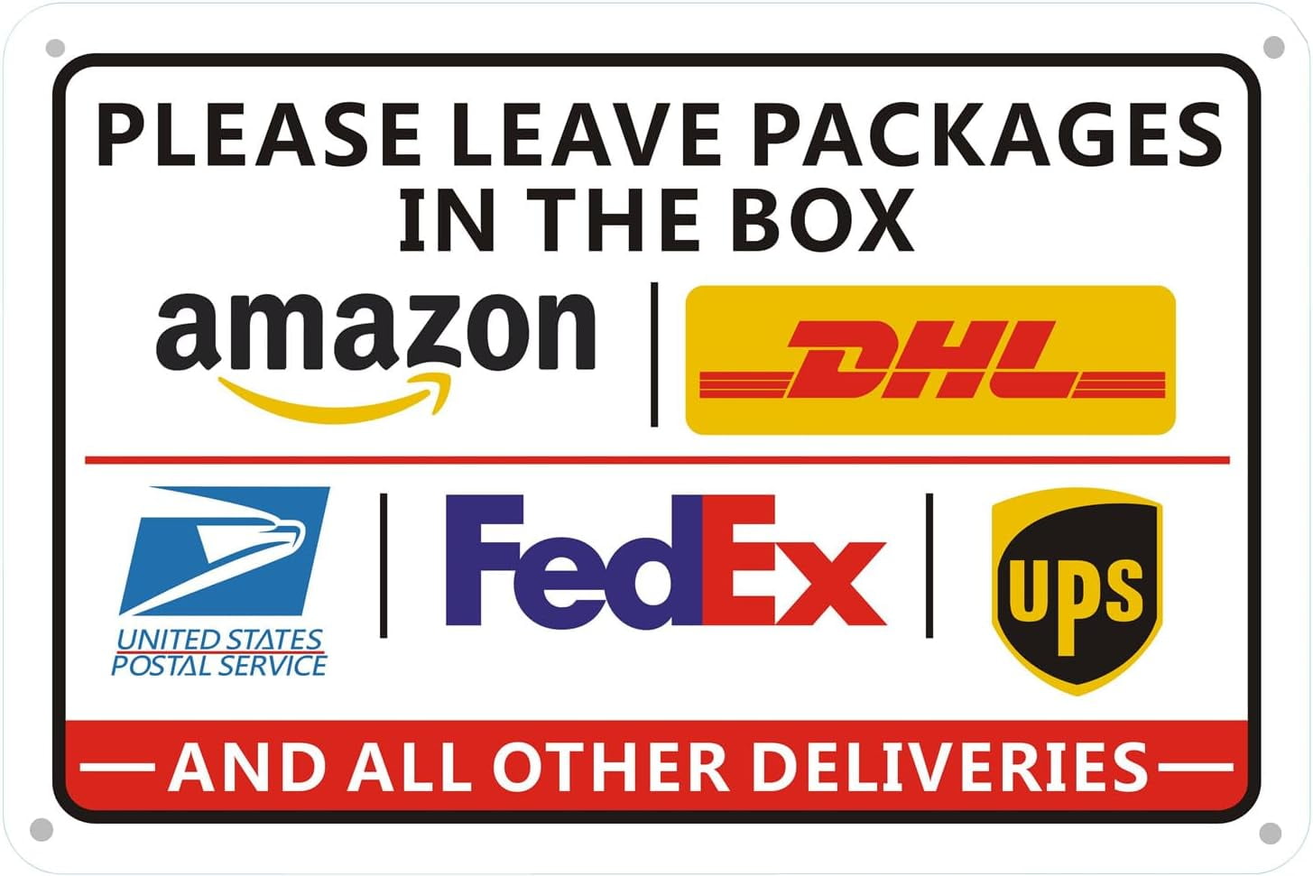 Please Leave Packages In the Box Sign 12 x 8 Inch, Aluminum Package ...