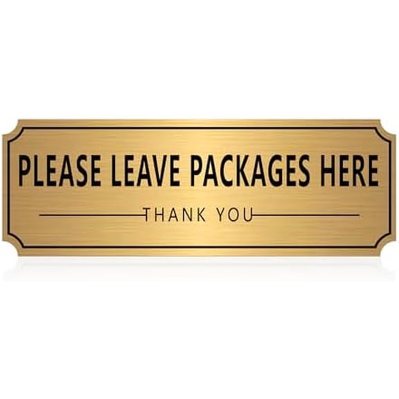 Please Leave Packages and Deliveries Here Sign Sticker,Self-Adhesive Waterproof Vinyl Black Gold Delivery Signs for Packages, Place Packages Here Sign for Home,Office,Shop,Box, Door(9" x 3.1")