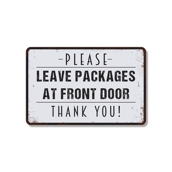 Please Leave Packages At Front Door 8 Inch x 12 Inch Novelty Plastic Sign Drop Here Thank You Durable Weatherproof Perfect for Porches Entryways Lobbies Fun Gift for Homeowners