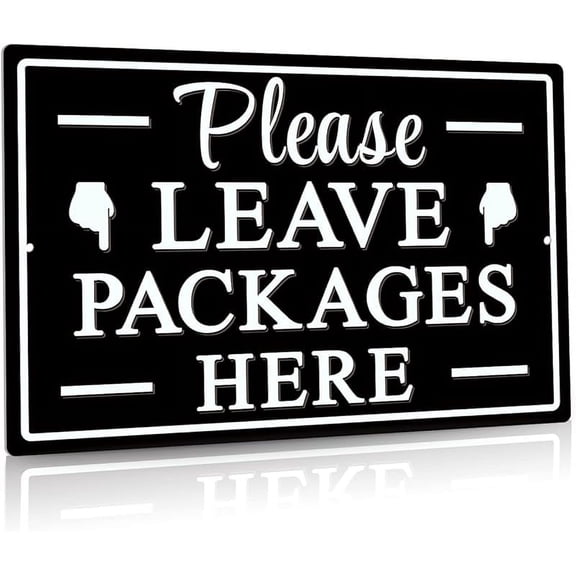 Please Leave Packages Here Metal Sign, Package Delivery Decor, Indoor/Outdoor Use for Front Door, Business, 12x8 Inches