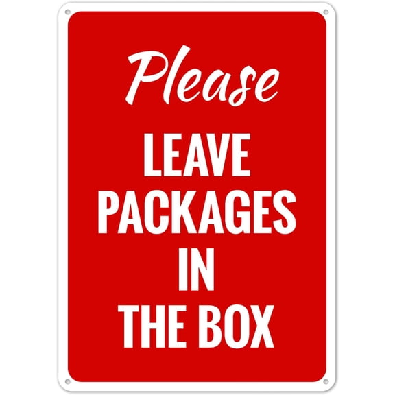Please Leave Packages In The Box Sign Metal Sign 12X8 Inches