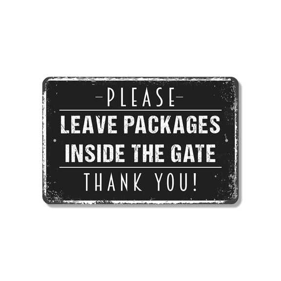 Please Leave Packages Inside The Gate 8 Inch x 12 Inch Novelty Plastic Sign Drop Here Thanks Durable Weatherproof Perfect for Farms Yards Driveways Fun Gift for Homeowners Ranchers