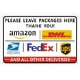 thumbnail image 1 of Please Leave Packages Here Sign 12 x 8 Inch, Aluminum Package Delivery Sign - Delivery Instructions Signs for Packages from Amazon, DHL, FedEx, USPS, UPS, Indoor Outdoor Use for Home, Business, 1 of 1