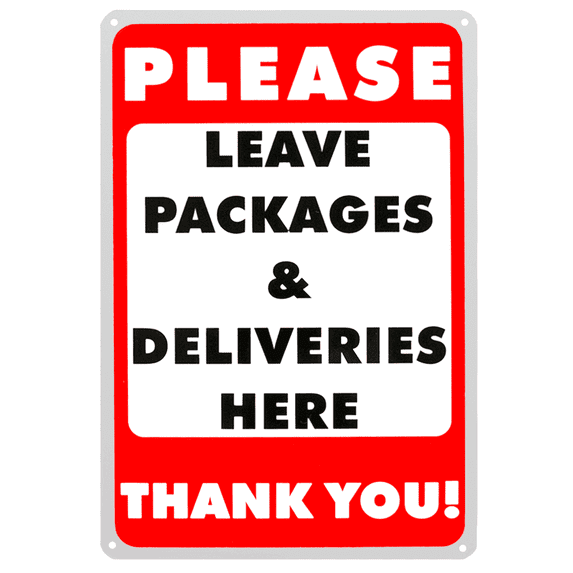 POCHAR Please Leave Packages & Deliveries Here Sign - 12'' x 8'' Large Metal Delivery Signs for Packages - Aluminum Parcel Delivery Signs for Outdoor Home Business Weatherproof and UV Resistant