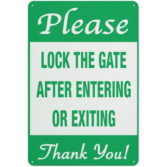Please Lock The Gate After Entering Or Exiting Sign Safe Sign, Signs Outdoor, 12 X 8 In, Sign For Home, Business, Driveway Alert