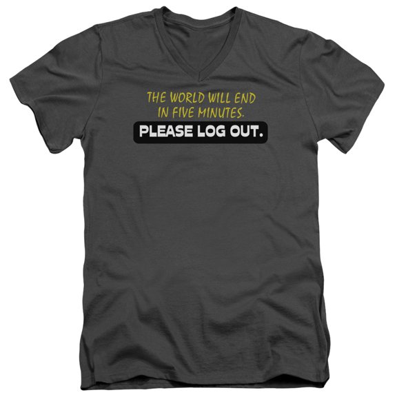 - Please Log Out - Slim Fit V Neck Shirt - Small